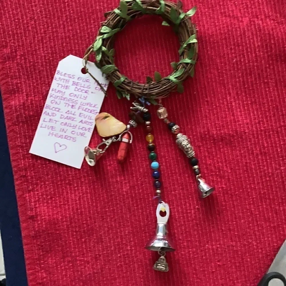 NWT handmade Door Blessings by Dani bells beads Buddha crystals